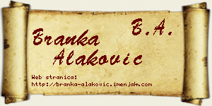 Branka Alaković vizit kartica